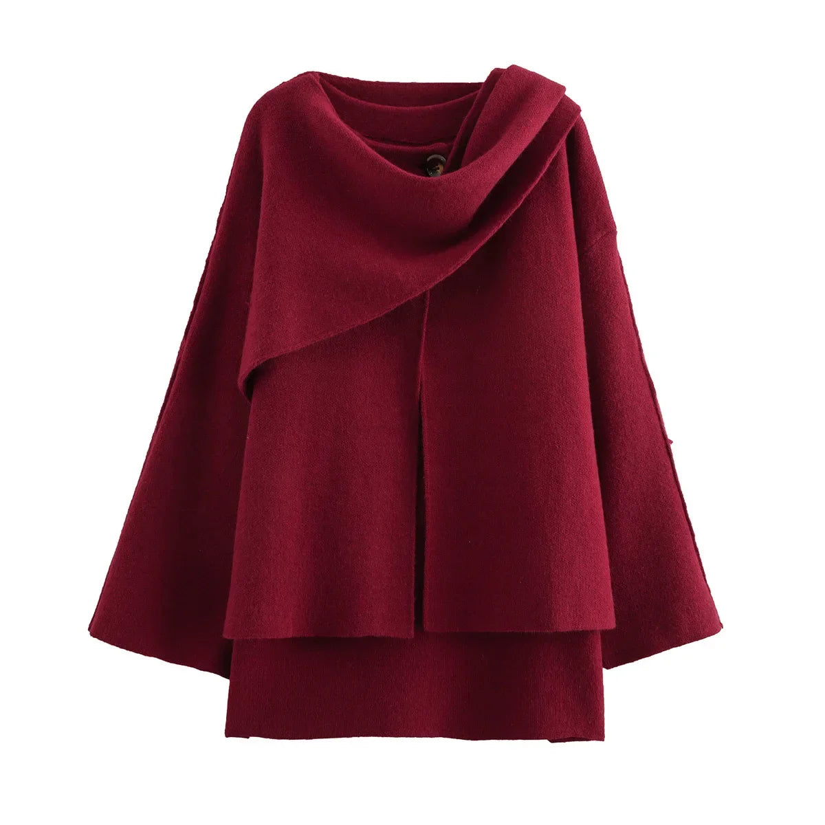 Knitted Oversize Asymmetric Scarf Coat