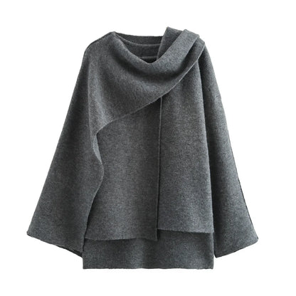 Knitted Oversize Asymmetric Scarf Coat