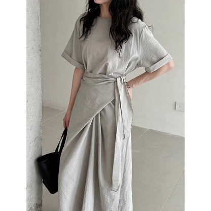 Sylue Long Dress Summer Cross Tie Slim A-Line