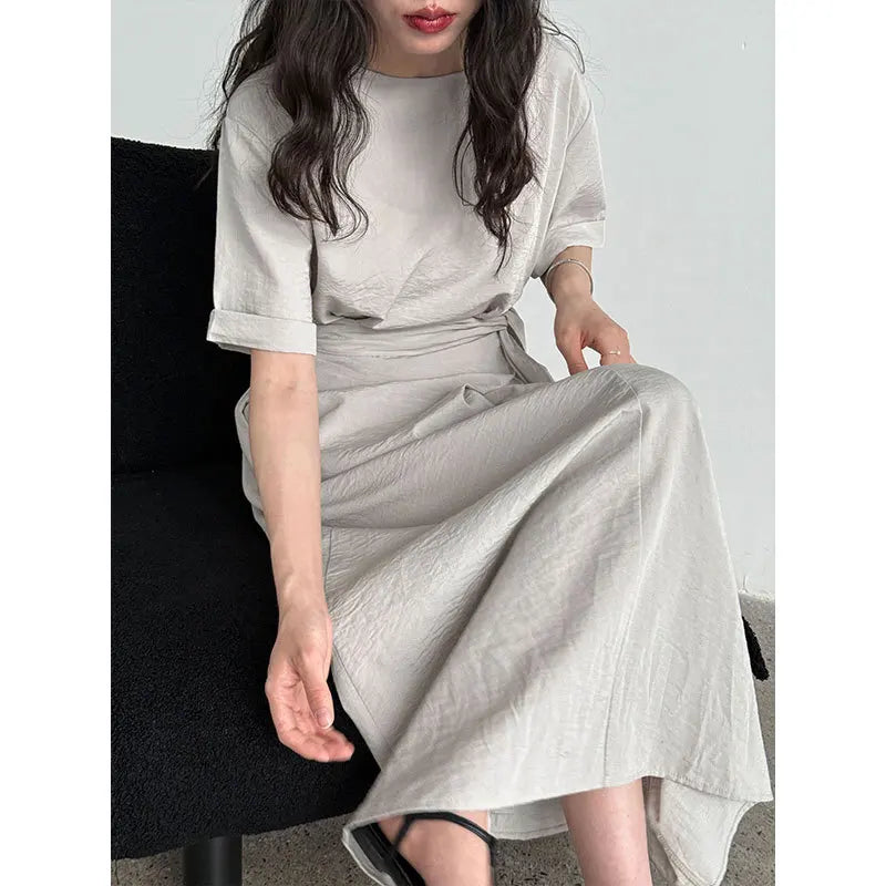 Sylue Long Dress Summer Cross Tie Slim A-Line