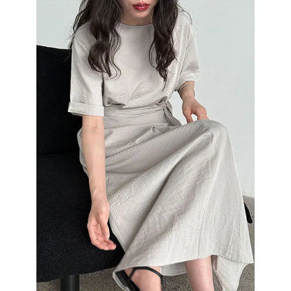 Sylue Long Dress Summer Cross Tie Slim A-Line