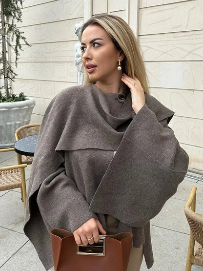 Knitted Oversize Asymmetric Scarf Coat