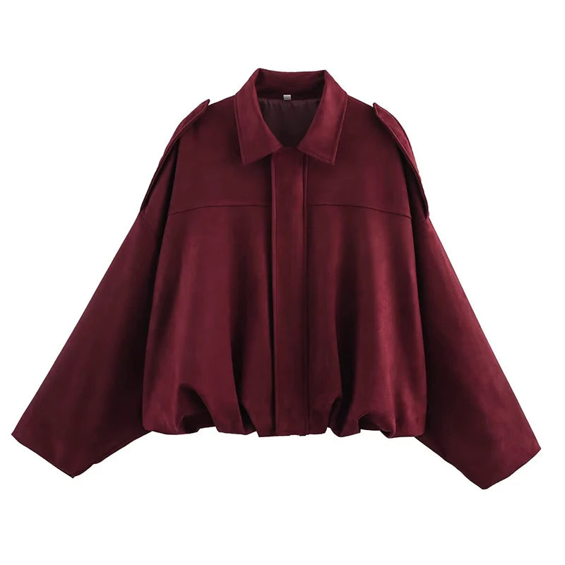 Turn-Down Collar Loose Bomber Coat