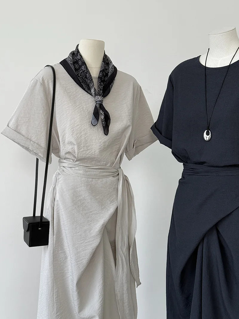 Sylue Long Dress Summer Cross Tie Slim A-Line