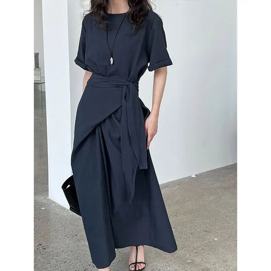 Sylue Long Dress Summer Cross Tie Slim A-Line