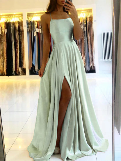 Sylue Long Dress Burgundy Satin Maxi Sexy Side Slit