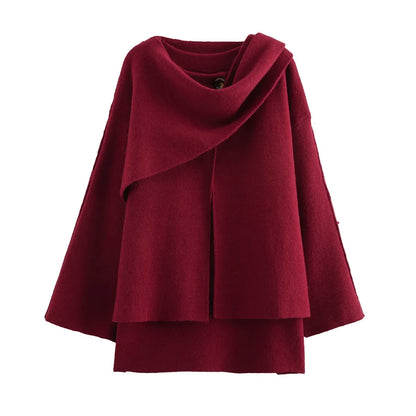 Knitted Oversize Asymmetric Scarf Coat