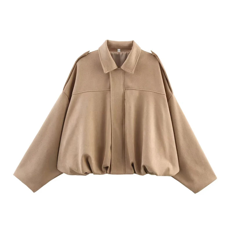 Turn-Down Collar Loose Bomber Coat