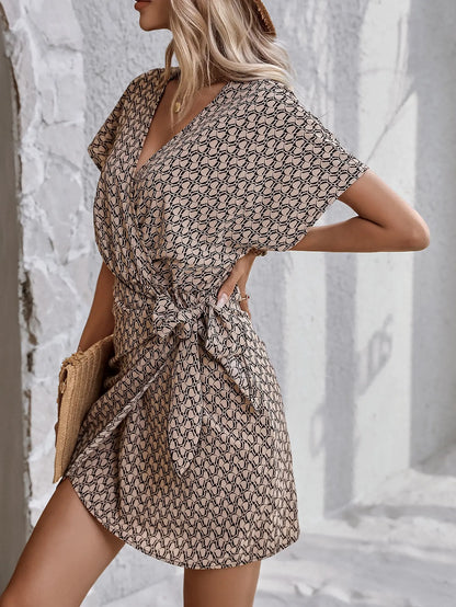 Sylue Short Dress Sexy V-Neck Slim Waist