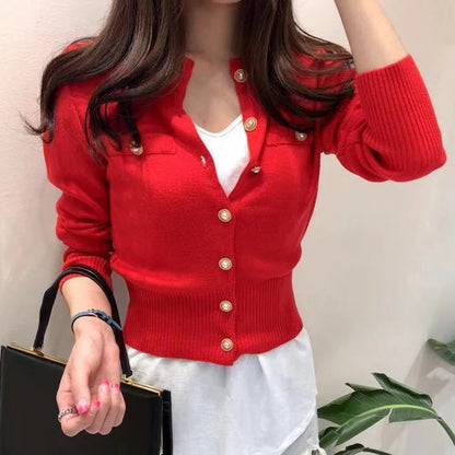 Single-Breasted Knitted Short Cardigan