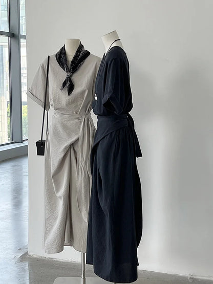 Sylue Long Dress Summer Cross Tie Slim A-Line