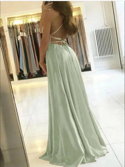 Sylue Long Dress Burgundy Satin Maxi Sexy Side Slit