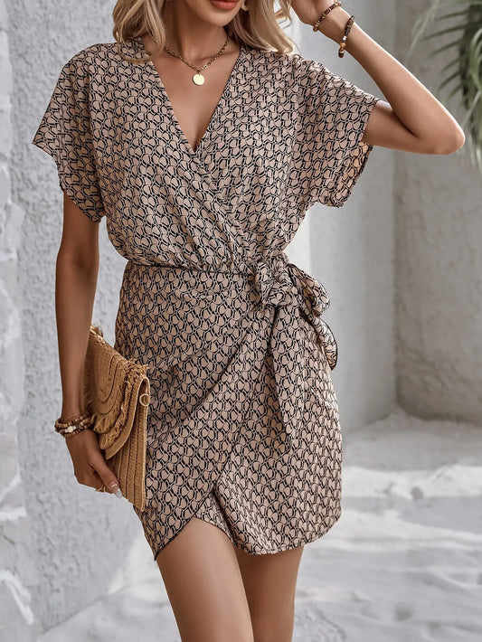 Sylue Short Dress Sexy V-Neck Slim Waist