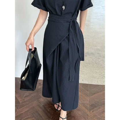 Sylue Long Dress Summer Cross Tie Slim A-Line
