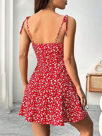 Sylue Short Dress Summer Floral Spaghetti Strap Sundress