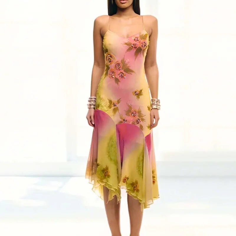 Sylue Long Dress Bohemian Hollow Backless Halter Mini