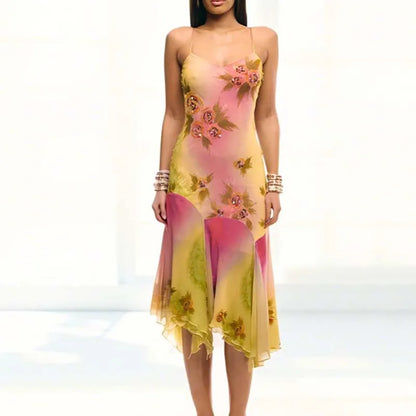 Sylue Long Dress Bohemian Hollow Backless Halter Mini