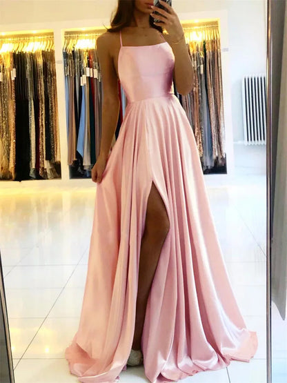 Sylue Long Dress Burgundy Satin Maxi Sexy Side Slit