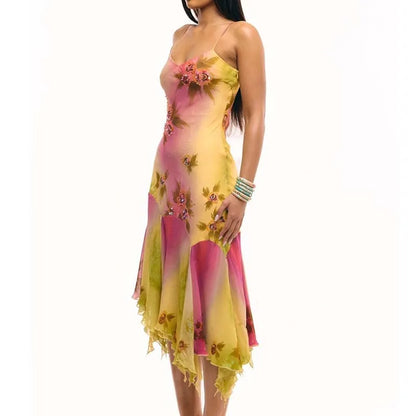 Sylue Long Dress Bohemian Hollow Backless Halter Mini