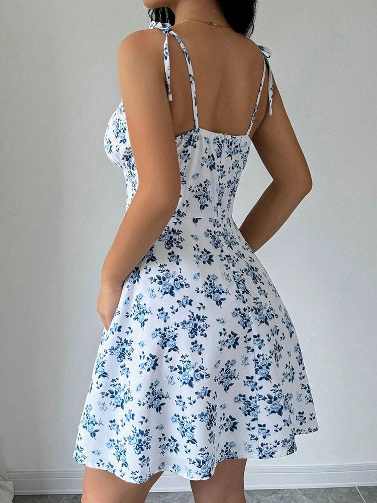 Sylue Short Dress Summer Floral Spaghetti Strap Sundress