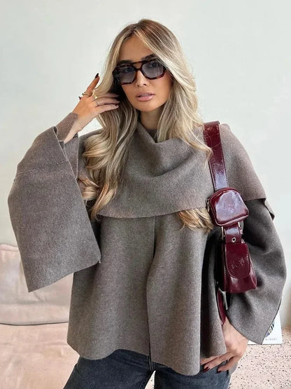 Knitted Oversize Asymmetric Scarf Coat