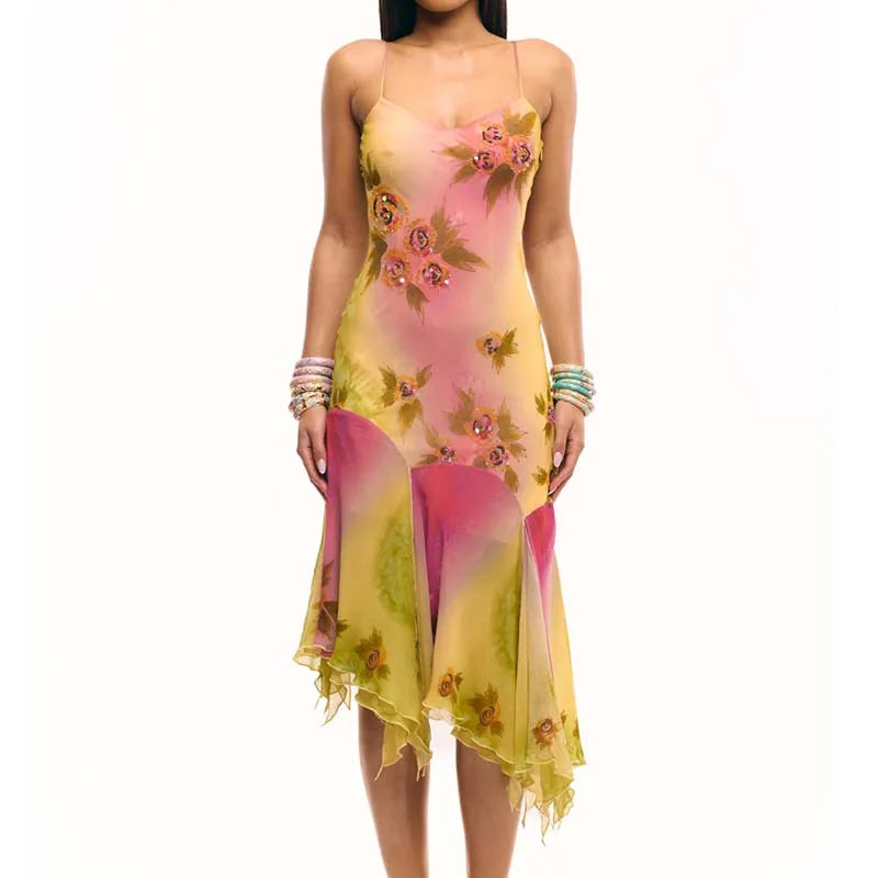 Sylue Long Dress Bohemian Hollow Backless Halter Mini