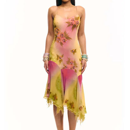 Sylue Long Dress Bohemian Hollow Backless Halter Mini